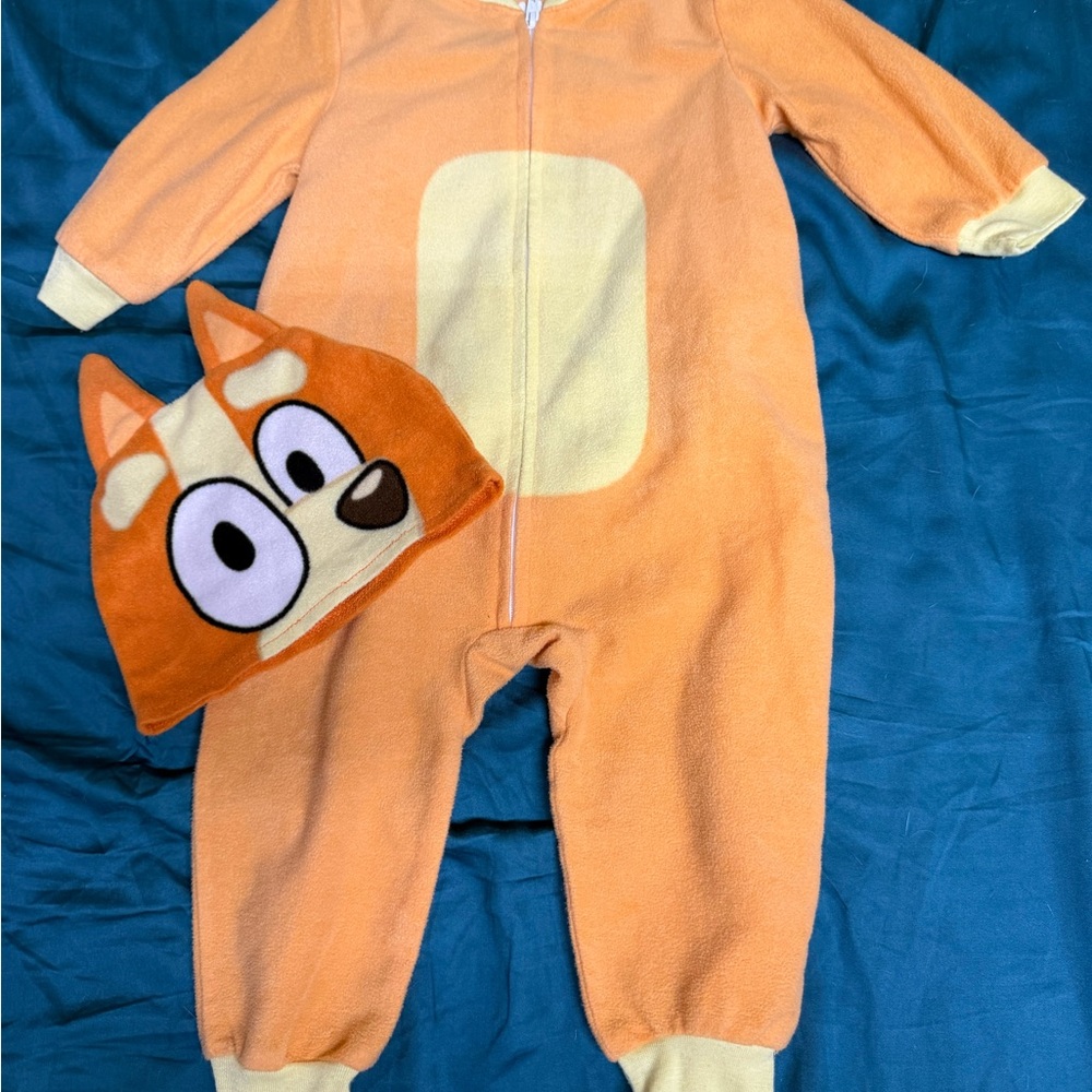 Bingo from Bluey onesie with matching hat